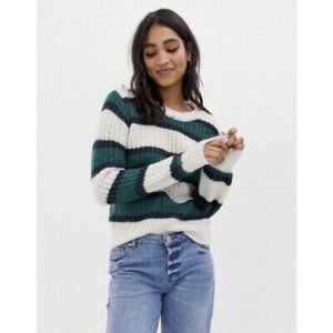 Abercrombie Fitch Balloon Sleeve Pullover Alpaca Blend Striped Sweater